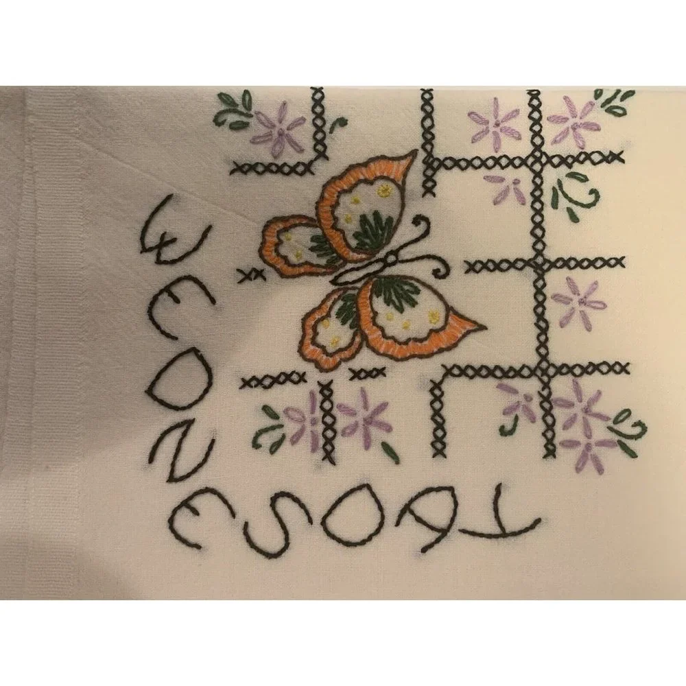Hand Embroidery Beige Kitchen - Bathroom Days Of The Week  (7) 35” X 31” Clothes